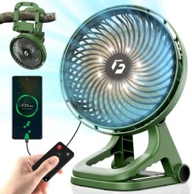 Portable Camping Fan - 12000mAh 8-inch Clip on Fan with Colossal Clamp - Rechargeable Fan with LED & Remote - Golf Cart Fan for Outdoor, Travel