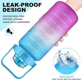 2 Pack Motivational Water Bottle With Straw, 27 oz & 64 oz Water Bottle With Times To Drink, Leakproof BPA & Toxic Free, Perfect For Office, School