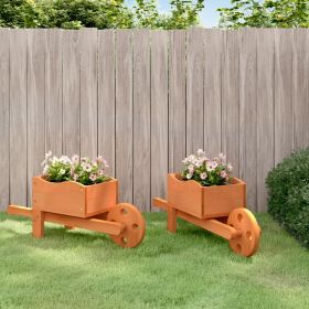 Wheelbarrow Planters 2 pcs 18.5"x5.9"x7.5" Solid Wood Fir