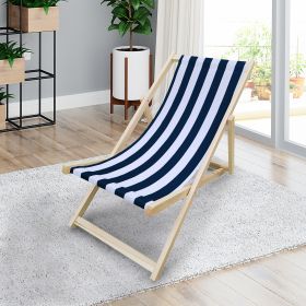 Populus wood sling chair blue Stripe Broad  Dark blue Strip