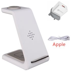 3 In 1 Fast Charging Station Wireless Charger Stand Wireless Quick Charge Dock For Phone Holder (Option: White UK-Apple)