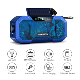 Solar Radio Hand Crank Emergency Flashlight Reading Light AM FM NOAA Phone Charger SOS Alarming Outdoor Survival Power Bank (Ships From: China, Color: DF-5802)