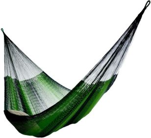 Mayan-Made Matrimonial Yucatan Hammock - Two Person Hammock - Artisan Crafted in Central America - Fits 12.5 to 13 Feet Hammock (Color: 2-greens)