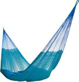 Mayan-Made Matrimonial Yucatan Hammock - Two Person Hammock - Artisan Crafted in Central America - Fits 12.5 to 13 Feet Hammock (Color: Sky Blue)