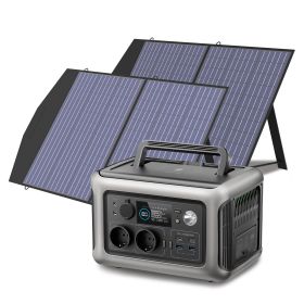 ALLPOWERS R600 Solar Generator with Solar Panel included, 600W 299Wh LiFePO4 Portable Power Station with Solar Charger for Camp (Socket Standard: US, Color: R600 with 2X100W)