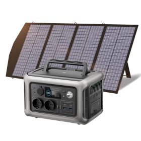 ALLPOWERS R600 Portable Powerstation with Solarpanel (Optional), 299Wh 600W LiFePO4 Battery for Home Backup Outdoors Camping RV (Socket Standard: US, Color: R600 with 140W)