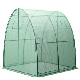 6 x 6 x 6.6 FT Outdoor Wall-in Tunnel Greenhouse (Color: Green)